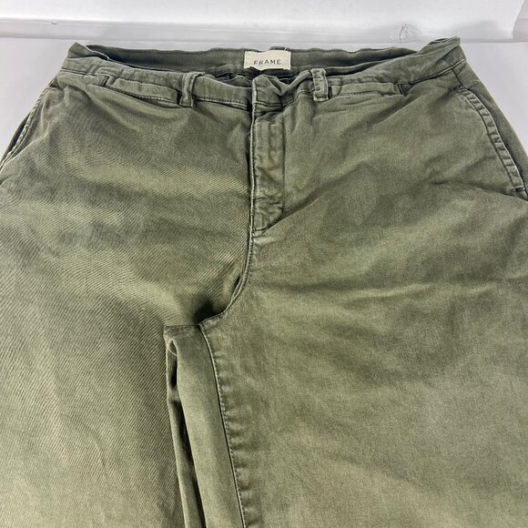 Frame Pants Women's 33x30* Le Tomboy Wide Leg Dark Green Stretch Trousers Tag 31 - Picture 2 of 16